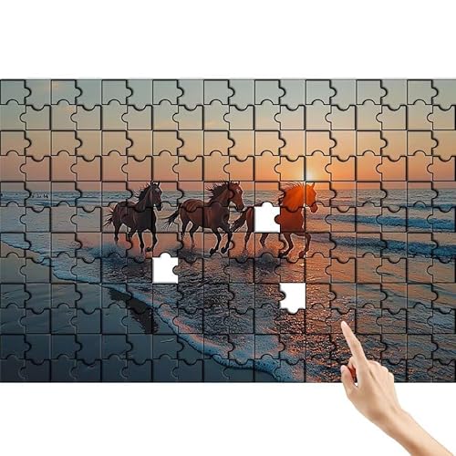 Pferd Puzzle 1500 Teile Erwachsene, Strand Klassische Puzzles Bastelset Erwachsene, Buntes und Lustiges Lernspiele Set, Herausforderung Spielzeug mit Box für Home Wall Decor, Geschenke für Männer H-5 von Feionnug