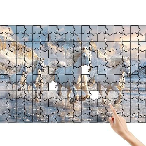 Pferd Puzzle 90 Teile Erwachsene, Berg Klassische Puzzles Bastelset Erwachsene, Buntes und Lustiges Lernspiele Set, Herausforderung Spielzeug mit Box für Home Wall Decor, Geschenke für Männer B-0 von Feionnug