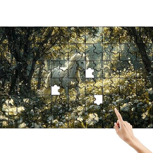 Pferd Puzzle 90 Teile Erwachsene, Wald Klassische Puzzles Bastelset Erwachsene, Buntes und Lustiges Lernspiele Set, Herausforderung Spielzeug mit Box für Home Wall Decor, Geschenke für Männer A-6 von Feionnug