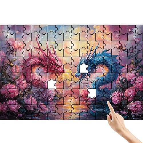 Pfingstrose Puzzle 1000 Teile Erwachsene, Drachen Klassische Puzzles Bastelset Erwachsene, Buntes Lustiges Lernspiele, Herausforderung Spielzeug mit Box für Home Wall Decor Geschenke für Männer J-0 von Feionnug