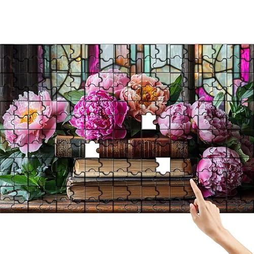 Pfingstrose Puzzle 140 Teile Erwachsene, Buch Klassische Puzzles Bastelset Erwachsene, Buntes und Lustiges Lernspiele, Herausforderung Spielzeug mit Box für Home Wall Decor Geschenke für Männer M-2 von Feionnug