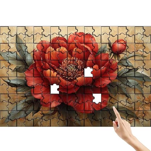 Pfingstrose Puzzle 300 Teile Erwachsene, Retro Klassische Puzzles Bastelset Erwachsene, Buntes und Lustiges Lernspiele, Herausforderung Spielzeug mit Box für Home Wall Decor Geschenke für Männer Z-6 von Feionnug