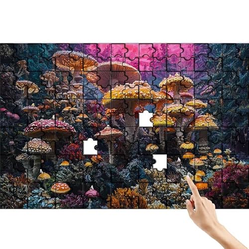 Pilz Puzzle 90 Teile Erwachsene, Anlage Klassische Puzzles Bastelset Erwachsene, Buntes und Lustiges Lernspiele Set, Herausforderung Spielzeug mit Box für Home Wall Decor, Geschenke für Männer L-4 von Feionnug