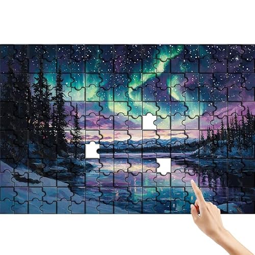 Polarlicht Puzzle 1000 Teile Erwachsene, Wald Klassische Puzzles Bastelset Erwachsene, Buntes und Lustiges Lernspiele, Herausforderung Spielzeug mit Box für Home Wall Decor Geschenke für Männer E-3 von Feionnug