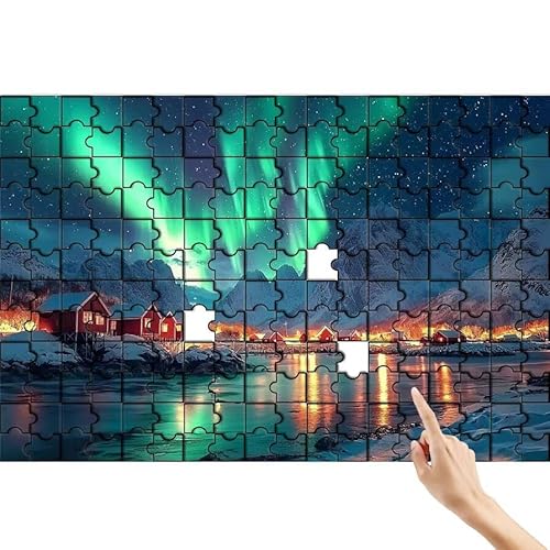 Polarlicht Puzzle 140 Teile Erwachsene, Stadt Klassische Puzzles Bastelset Erwachsene, Buntes und Lustiges Lernspiele, Herausforderung Spielzeug mit Box für Home Wall Decor Geschenke für Männer V-3 von Feionnug