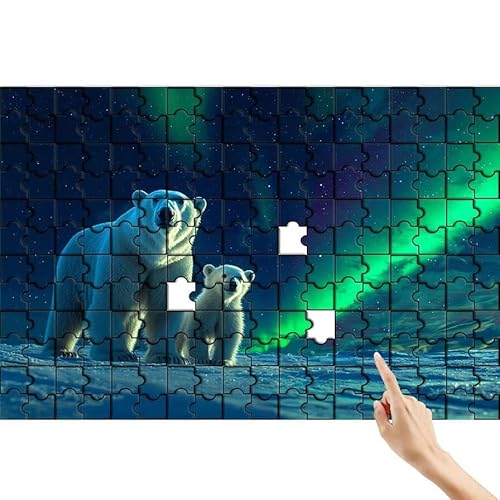 Polarlicht Puzzle 1500 Teile Erwachsene, Eisbär Klassische Puzzles Bastelset Erwachsene, Buntes und Lustiges Lernspiele, Herausforderung Spielzeug mit Box für Home Wall Decor Geschenke für Männer V-3 von Feionnug