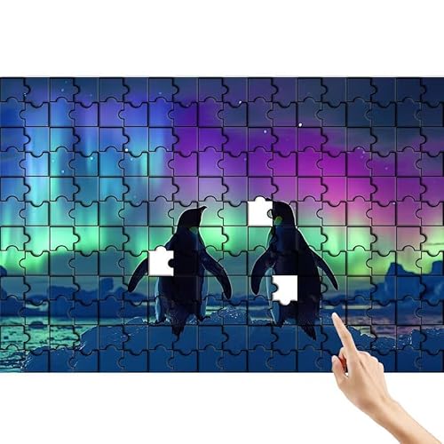 Polarlicht Puzzle 90 Teile Erwachsene, Pinguin Klassische Puzzles Bastelset Erwachsene, Buntes und Lustiges Lernspiele, Herausforderung Spielzeug mit Box für Home Wall Decor Geschenke für Männer B-2 von Feionnug