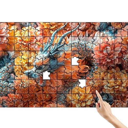 Puzzle 1000 Teile Blume, Drachen Puzzle Erwachsene, Lernspiele für Ganze Familie, Unmögliche Herausfordern Spielzeug, Bunter Spaß Set mit Box für Room Wall Decor Kreative Geschenke für Frauen B-0 von Feionnug