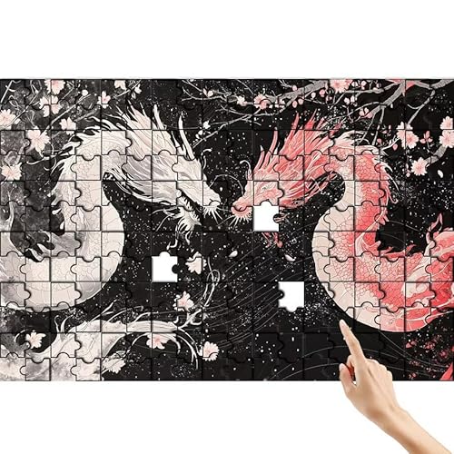 Puzzle 1000 Teile Blume, Drachen Puzzle Erwachsene, Lernspiele für Ganze Familie, Unmögliche Herausfordern Spielzeug, Bunter Spaß Set mit Box für Room Wall Decor Kreative Geschenke für Frauen X-7 von Feionnug