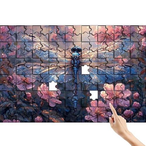 Puzzle 1000 Teile Blume, Libelle Puzzle Erwachsene, Lernspiele für Ganze Familie, Unmögliche Herausfordern Spielzeug, Bunter Spaß Set mit Box für Room Wall Decor Kreative Geschenke für Frauen J-4 von Feionnug