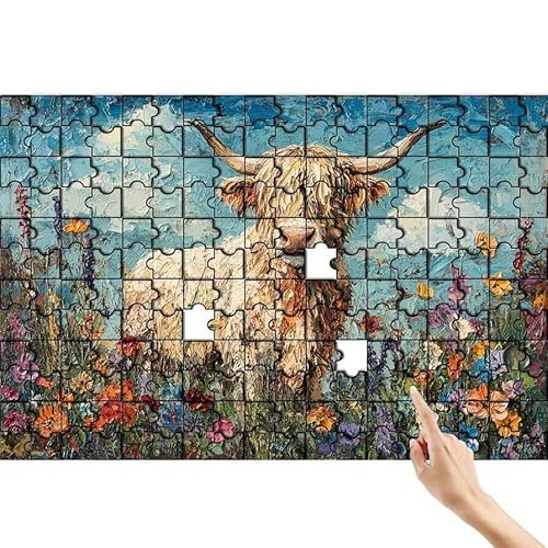 Puzzle 1000 Teile Blume, Ochse Puzzle Erwachsene, Lernspiele für Ganze Familie, Unmögliche Herausfordern Spielzeug, Bunter Spaß Set mit Box für Room Wall Decor Kreative Geschenke für Frauen Y-6 von Feionnug