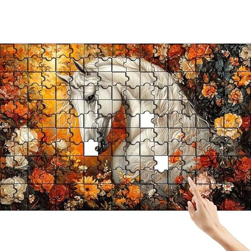 Puzzle 1000 Teile Blume, Pferd Puzzle Erwachsene, Lernspiele für Ganze Familie, Unmögliche Herausfordern Spielzeug, Bunter Spaß Set mit Box für Room Wall Decor Kreative Geschenke für Frauen U-0 von Feionnug