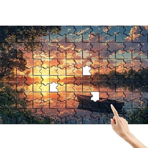 Puzzle 1000 Teile Boot, Sonnenuntergang Puzzle Erwachsene, Lernspiele für Ganze Familie, Unmögliche Herausfordern Spielzeug, Bunter Spaß Set mit Box für Room Wall Decor Geschenke für Frauen X-8 von Feionnug