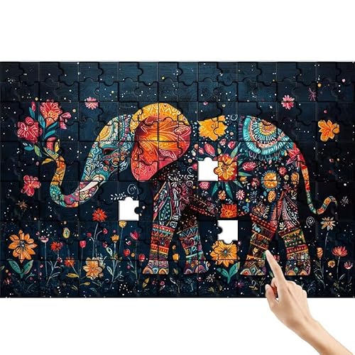 Puzzle 1000 Teile Elefant, Tier Puzzle Erwachsene, Lernspiele für Ganze Familie, Unmögliche Herausfordern Spielzeug, Bunter Spaß Set mit Box für Room Wall Decor Kreative Geschenke für Frauen R-5 von Feionnug