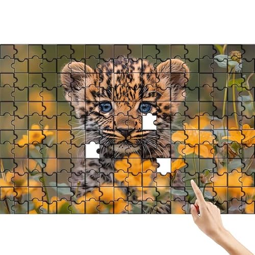 Puzzle 1000 Teile Leopard, Blume Puzzle Erwachsene, Lernspiele für Ganze Familie, Unmögliche Herausfordern Spielzeug, Bunter Spaß Set mit Box für Room Wall Decor Kreative Geschenke für Frauen Z-8 von Feionnug