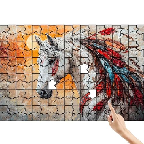 Puzzle 1000 Teile Pferd, Feder Puzzle Erwachsene, Lernspiele für Ganze Familie, Unmögliche Herausfordern Spielzeug, Bunter Spaß Set mit Box für Room Wall Decor Kreative Geschenke für Frauen Z-8 von Feionnug