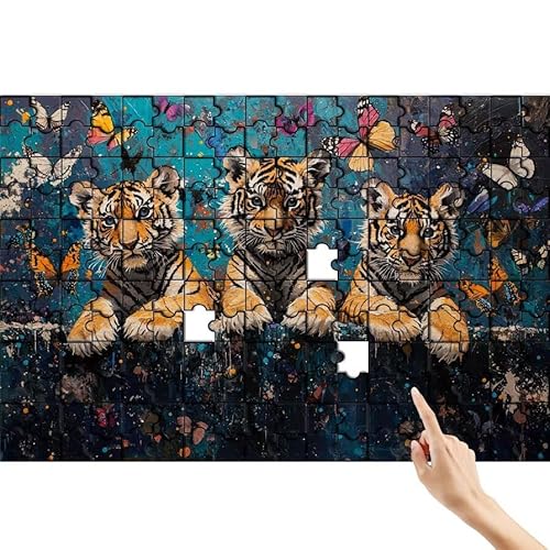 Puzzle 1000 Teile Schmetterling, Tiger Puzzle Erwachsene, Lernspiele für Ganze Familie, Unmögliche Herausfordern Spielzeug, Bunter Spaß Set mit Box für Room Wall Decor Geschenke für Frauen C-9 von Feionnug