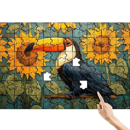 Puzzle 1000 Teile Vogel, Sonnenblume Puzzle Erwachsene, Lernspiele für Ganze Familie, Unmögliche Herausfordern Spielzeug, Bunter Legespiel Spaß Set mit Box für Room Wall Decor Geschenke für Frauen U-4 von Feionnug