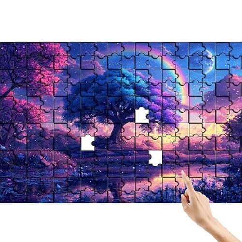 Puzzle 140 Teile Baum, Regenbogen Puzzle Erwachsene, Lernspiele für Ganze Familie, Unmögliche Herausfordern Spielzeug, Bunter Legespiel Spaß Set mit Box für Room Wall Decor Geschenke für Frauen K-1 von Feionnug