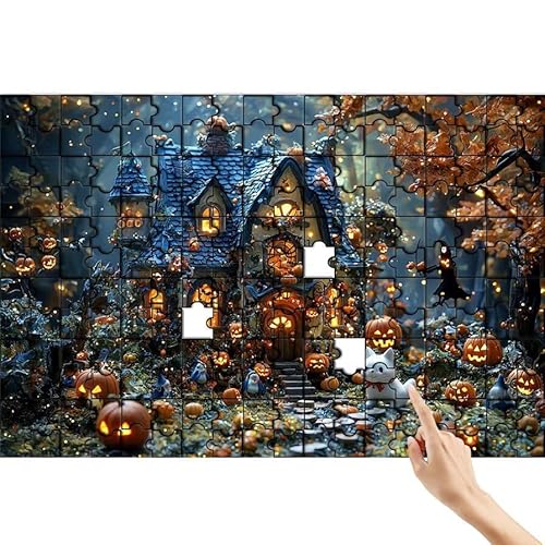 Puzzle 140 Teile Halloween, Haus Puzzle Erwachsene, Lernspiele für Ganze Familie, Unmögliche Herausfordern Spielzeug, Bunter Spaß Set mit Box für Room Wall Decor Kreative Geschenke für Frauen M-4 von Feionnug