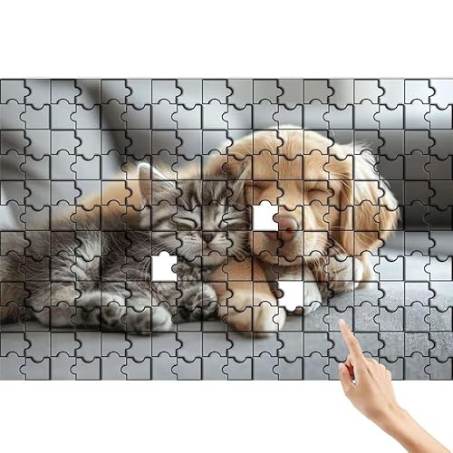 Puzzle 140 Teile Hund, Katze Puzzle Erwachsene, Lernspiele für Ganze Familie, Unmögliche Herausfordern Spielzeug Set, Bunter Spaß Set mit Box für Room Wall Decor Kreative Geschenke für Frauen B-4 von Feionnug