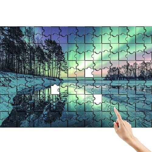Puzzle 140 Teile Polarlicht, Baum Puzzle Erwachsene, Lernspiele für Ganze Familie, Unmögliche Herausfordern Spielzeug, Bunter Legespiel Spaß Set mit Box für Room Wall Decor Geschenke für Frauen G-6 von Feionnug