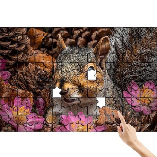 Puzzle 1500 Teile Blume, Eichhörnchen Puzzle Erwachsene, Lernspiele für Ganze Familie, Unmögliche Herausfordern Spielzeug, Bunter Spaß Set mit Box für Room Wall Decor Kreative Geschenke für Frauen A-2 von Feionnug
