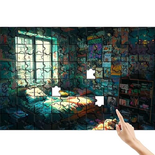 Puzzle 1500 Teile Retro, Fenster Puzzle Erwachsene, Lernspiele für Ganze Familie, Unmögliche Herausfordern Spielzeug, Bunter Spaß Set mit Box für Room Wall Decor Kreative Geschenke für Frauen M-2 von Feionnug