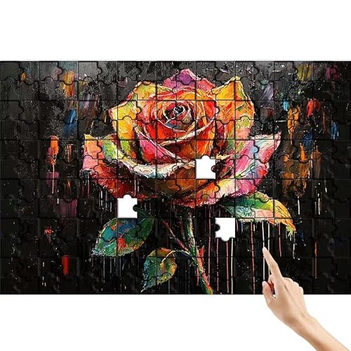 Puzzle 1500 Teile Rose, Bunt Puzzle Erwachsene, Lernspiele für Ganze Familie, Unmögliche Herausfordern Spielzeug Set, Bunter Spaß Set mit Box für Room Wall Decor Kreative Geschenke für Frauen T-6 von Feionnug