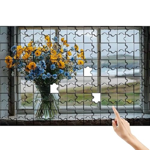 Puzzle 300 Teile Blume, Fenster Puzzle Erwachsene, Lernspiele für Ganze Familie, Unmögliche Herausfordern Spielzeug, Bunter Spaß Set mit Box für Room Wall Decor Kreative Geschenke für Frauen I-5 von Feionnug