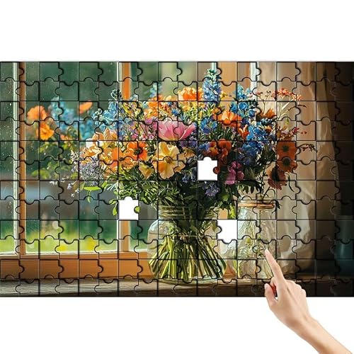 Puzzle 300 Teile Blume, Fenster Puzzle Erwachsene, Lernspiele für Ganze Familie, Unmögliche Herausfordern Spielzeug, Bunter Spaß Set mit Box für Room Wall Decor Kreative Geschenke für Frauen L-3 von Feionnug