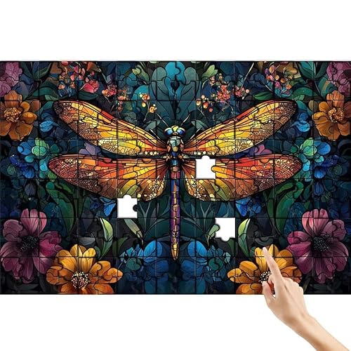 Puzzle 300 Teile Blume, Libelle Puzzle Erwachsene, Lernspiele für Ganze Familie, Unmögliche Herausfordern Spielzeug, Bunter Spaß Set mit Box für Room Wall Decor Kreative Geschenke für Frauen G-3 von Feionnug