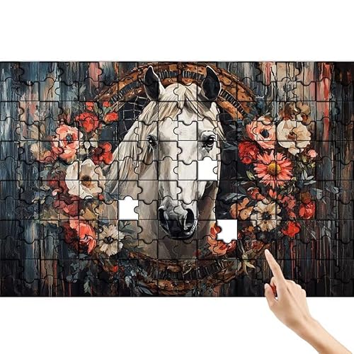 Puzzle 300 Teile Blume, Pferd Puzzle Erwachsene, Lernspiele für Ganze Familie, Unmögliche Herausfordern Spielzeug, Bunter Spaß Set mit Box für Room Wall Decor Kreative Geschenke für Frauen A-6 von Feionnug