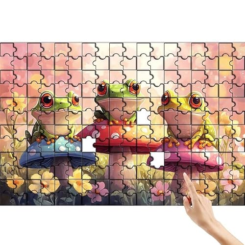 Puzzle 300 Teile Frosch, Pilz Puzzle Erwachsene, Lernspiele für Ganze Familie, Unmögliche Herausfordern Spielzeug, Bunter Spaß Set mit Box für Room Wall Decor Kreative Geschenke für Frauen Q-0 von Feionnug