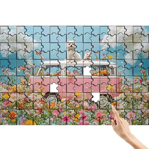 Puzzle 300 Teile Hund, Auto Puzzle Erwachsene, Lernspiele für Ganze Familie, Unmögliche Herausfordern Spielzeug Set, Bunter Spaß Set mit Box für Room Wall Decor Kreative Geschenke für Frauen V-6 von Feionnug