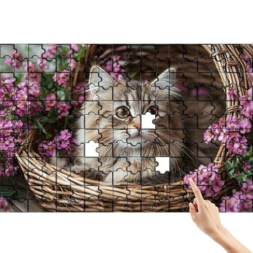 Puzzle 300 Teile Katze, Blume Puzzle Erwachsene, Lernspiele für Ganze Familie, Unmögliche Herausfordern Spielzeug, Bunter Spaß Set mit Box für Room Wall Decor Kreative Geschenke für Frauen Y-5 von Feionnug