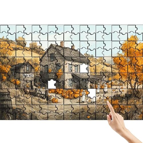 Puzzle 300 Teile Kürbis, Bauernhof Puzzle Erwachsene, Lernspiele für Ganze Familie, Unmögliche Herausfordern Spielzeug, Bunter Legespiel Spaß Set mit Box für Room Wall Decor Geschenke für Frauen C-2 von Feionnug
