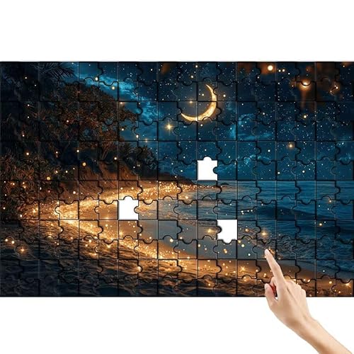 Puzzle 300 Teile Mond, Strand Puzzle Erwachsene, Lernspiele für Ganze Familie, Unmögliche Herausfordern Spielzeug, Bunter Spaß Set mit Box für Room Wall Decor Kreative Geschenke für Frauen T-6 von Feionnug
