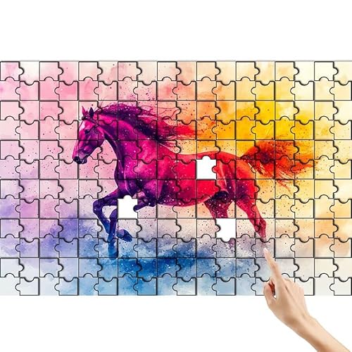 Puzzle 300 Teile Pferd, Cool Puzzle Erwachsene, Lernspiele für Ganze Familie, Unmögliche Herausfordern Spielzeug Set, Bunter Spaß Set mit Box für Room Wall Decor Kreative Geschenke für Frauen B-9 von Feionnug