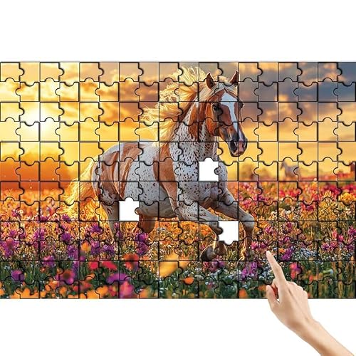 Puzzle 300 Teile Pferd, Sonnenuntergang Puzzle Erwachsene, Lernspiele für Ganze Familie, Unmögliche Herausfordern Spielzeug, Bunter Spaß Set mit Box für Room Wall Decor Geschenke für Frauen F-3 von Feionnug