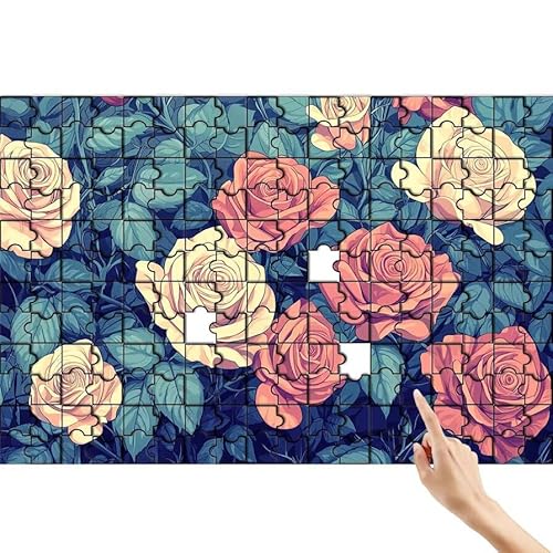 Puzzle 300 Teile Rose, Anlage Puzzle Erwachsene, Lernspiele für Ganze Familie, Unmögliche Herausfordern Spielzeug, Bunter Spaß Set mit Box für Room Wall Decor Kreative Geschenke für Frauen L-5 von Feionnug