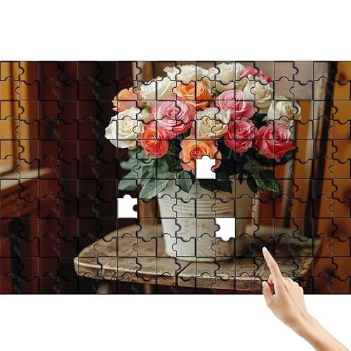 Puzzle 300 Teile Rose, Blume Puzzle Erwachsene, Lernspiele für Ganze Familie, Unmögliche Herausfordern Spielzeug Set, Bunter Spaß Set mit Box für Room Wall Decor Kreative Geschenke für Frauen W-7 von Feionnug