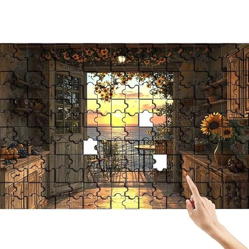 Puzzle 300 Teile Sonnenblume, Landschaft Puzzle Erwachsene, Lernspiele für Ganze Familie, Unmögliche Herausfordern Spielzeug, Bunter Spaß Set mit Box für Room Wall Decor Geschenke für Frauen X-4 von Feionnug