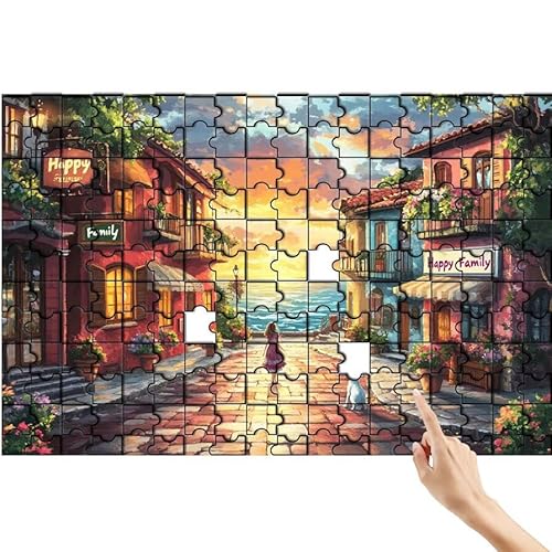 Puzzle 300 Teile Straße, Stadt Puzzle Erwachsene, Lernspiele für Ganze Familie, Unmögliche Herausfordern Spielzeug, Bunter Spaß Set mit Box für Room Wall Decor Kreative Geschenke für Frauen F-1 von Feionnug