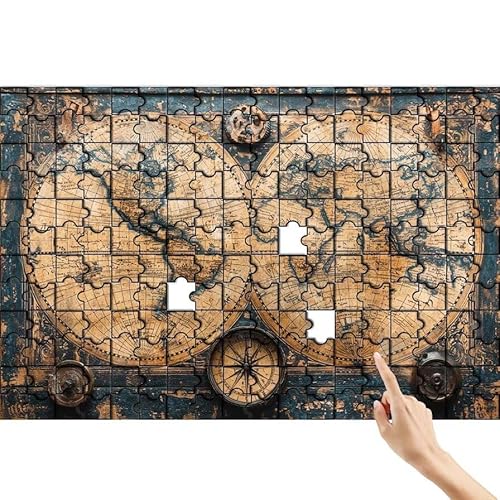 Puzzle 300 Teile Weltkarte, Retro Puzzle Erwachsene, Lernspiele für Ganze Familie, Unmögliche Herausfordern Spielzeug, Bunter Legespiel Spaß Set mit Box für Room Wall Decor Geschenke für Frauen F-2 von Feionnug