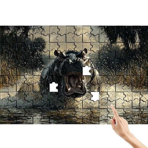 Puzzle 36 Teile Nilpferd, Cool Puzzle Erwachsene, Lernspiele für Ganze Familie, Unmögliche Herausfordern Spielzeug, Bunter Spaß Set mit Box für Room Wall Decor Kreative Geschenke für Frauen V-4 von Feionnug