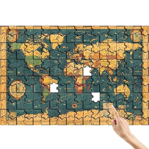 Puzzle 36 Teile Retro, Weltkarte Puzzle Erwachsene, Lernspiele für Ganze Familie, Unmögliche Herausfordern Spielzeug, Bunter Spaß Set mit Box für Room Wall Decor Kreative Geschenke für Frauen K-0 von Feionnug