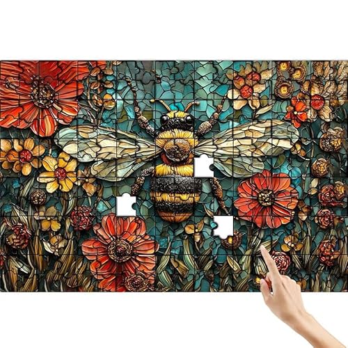 Puzzle 500 Teile Biene, Blume Puzzle Erwachsene, Lernspiele für Ganze Familie, Unmögliche Herausfordern Spielzeug, Bunter Spaß Set mit Box für Room Wall Decor Kreative Geschenke für Frauen Z-0 Puzzle 500 Teile Biene, Blume Puzzle Erwachsene, Lernspiele für Ganze Familie, Unmögliche Herausfordern Spielzeug, Bunter Spaß Set mit Box für Room Wall Decor Kreative Geschenke für Frauen Z-0 von Feionnug
