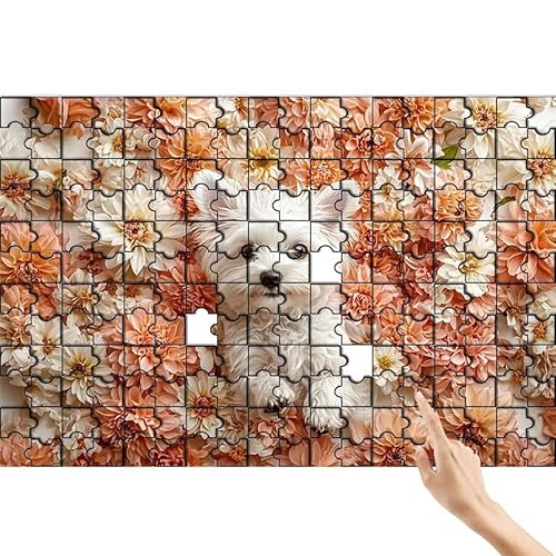 Puzzle 500 Teile Blume, Hund Puzzle Erwachsene, Lernspiele für Ganze Familie, Unmögliche Herausfordern Spielzeug Set, Bunter Spaß Set mit Box für Room Wall Decor Kreative Geschenke für Frauen K-7 von Feionnug