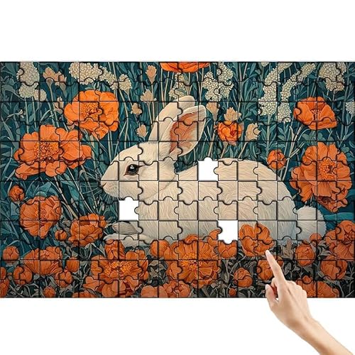 Puzzle 500 Teile Blume, Kaninchen Puzzle Erwachsene, Lernspiele für Ganze Familie, Unmögliche Herausfordern Spielzeug, Bunter Legespiel Spaß Set mit Box für Room Wall Decor Geschenke für Frauen G-5 von Feionnug